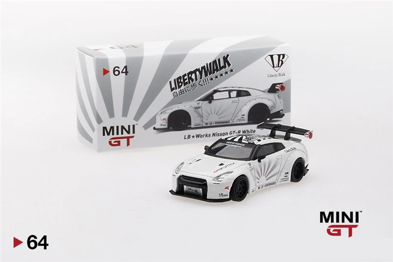 Мини GT 1/64 Honda Civic Тип R Acura NSX GT3 mlaren Senna Toyota Супра LB работает Nissan R35 литая модель автомобиля - Цвет: GTR R35 White LHD