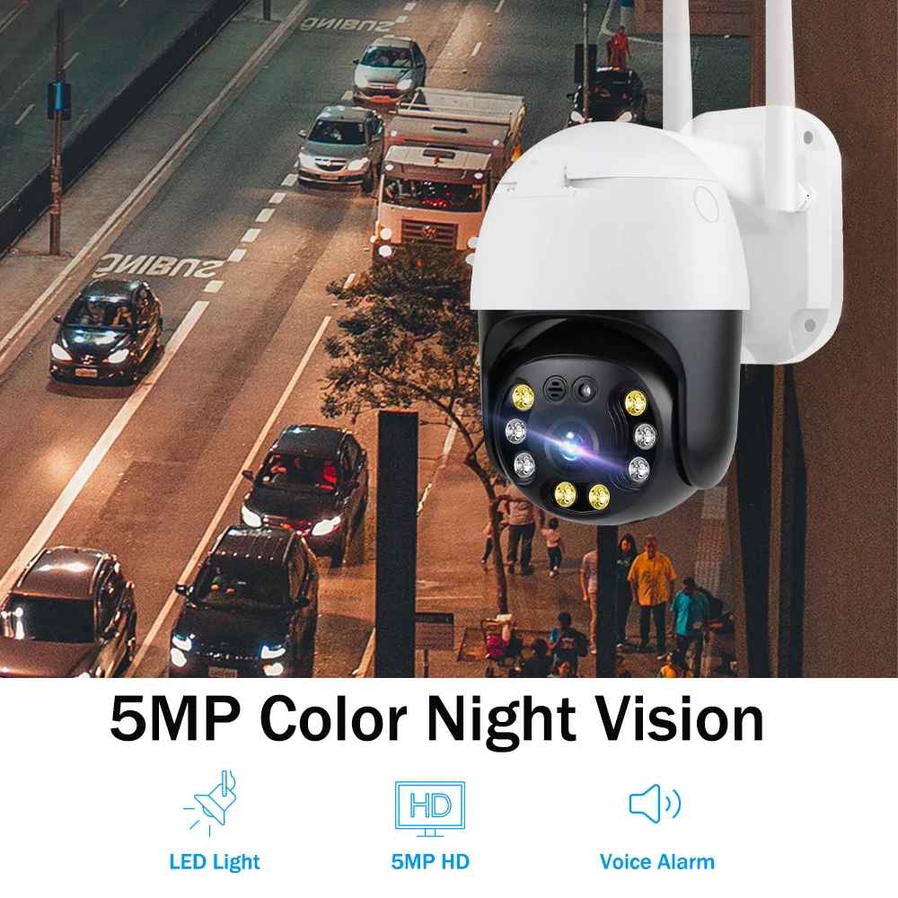 5MP PTZ Wifi видеонаблюдение 4 кратный цифровой зум видео наблюдение камера вай фай на