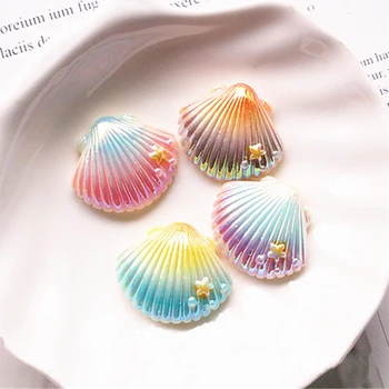 

Resin Painted Seashells Gradient Colorful 28*25mm Shell For Crafts Making Sea Decoration Shell Crafts Aquarium Fish Tank Decor