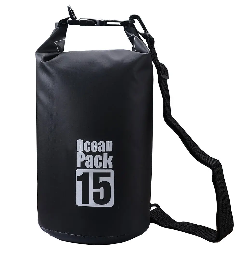 15L black Открытый сухой сверхлегкий водонепроницаемый плавательный мешок 10L/15L/20L сумка для хранения Регулируемый ремень сумка для катания на лодках Рыбалка рафтинг плавание - Цвет: 15L black