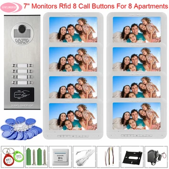 

Intercom For a Private House Access Control 7inchs Color Security Door Entry 8 Monitors Video Door Phone Universal Intercom Key