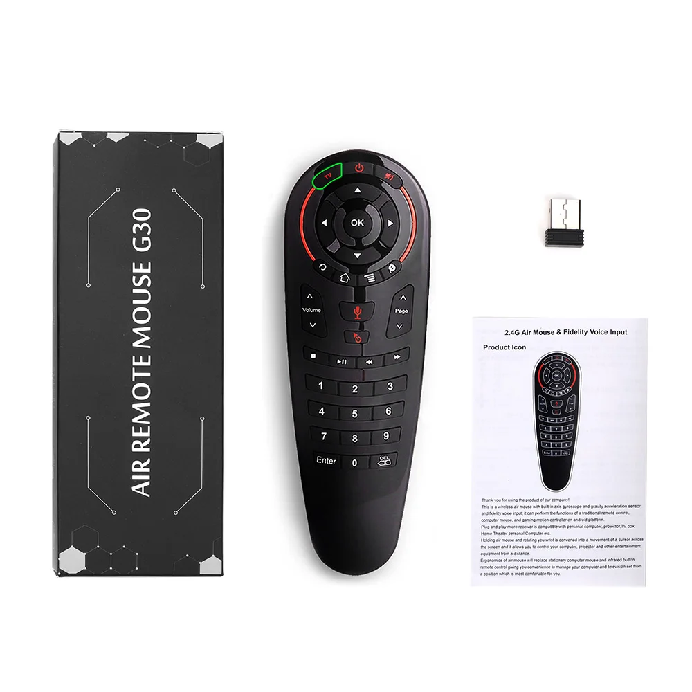 G30 пульт дистанционного управления 2,4G беспроводная Fly Air mouse Gyro Google голосовой поиск универсальный пульт дистанционного ИК обучения для ПК smart Android tv Box