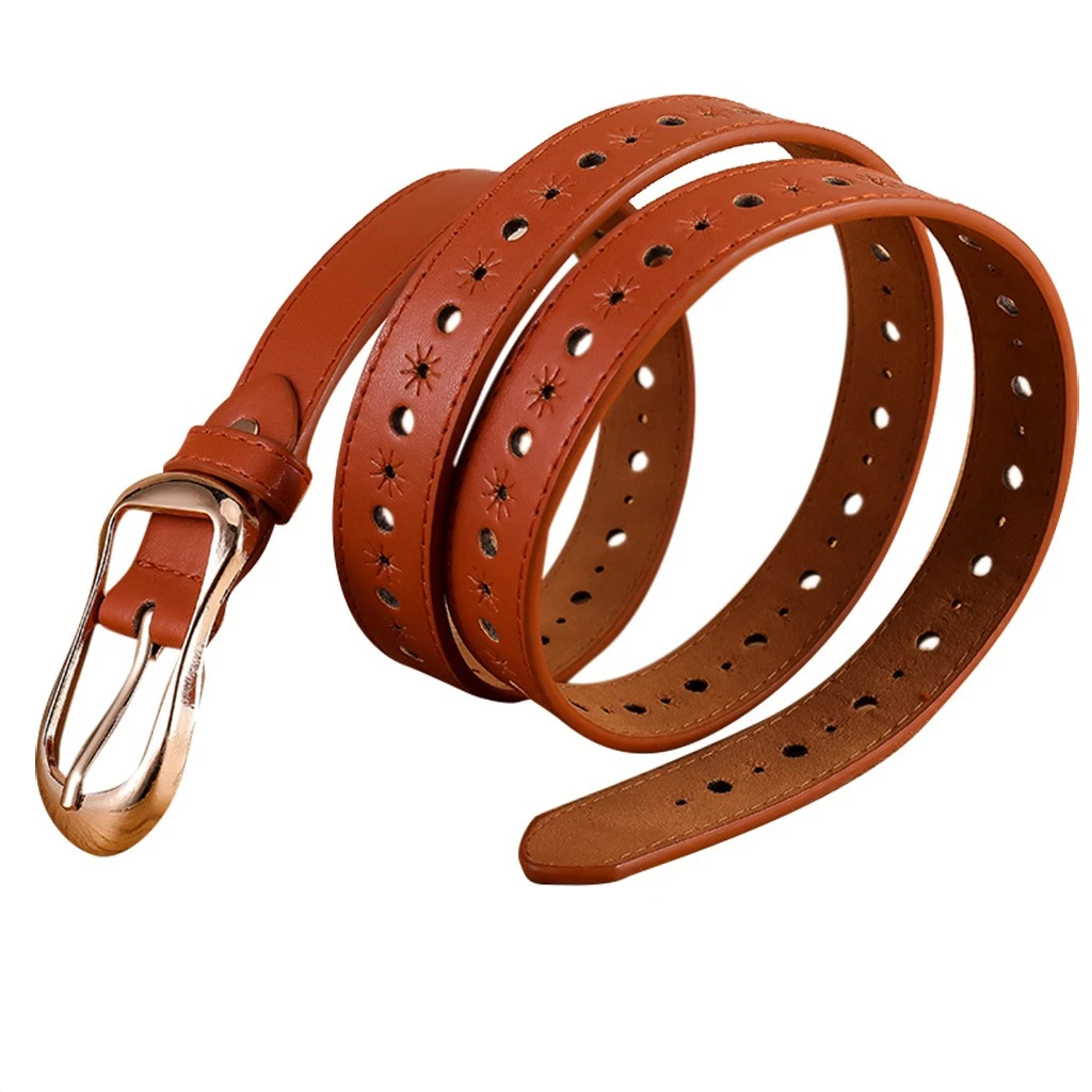 Women Fashion Wide Leather Belt Pure Color Waistband Carved Cow Skin Belts For Jeans Top Quality Female Straps Vintage Femme 916