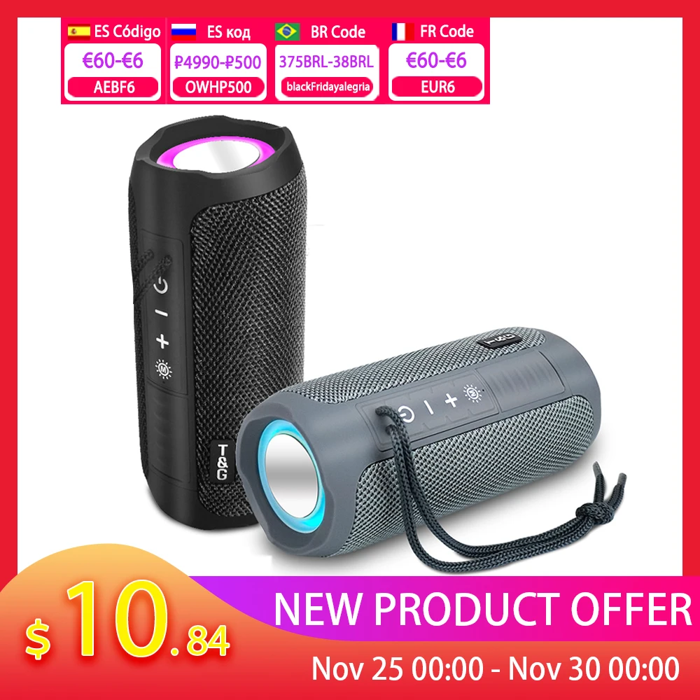 TG227 Outdoor Portable Hifi Aux Input Wireless Bluetooth Waterproof USB Speaker 3D Stereo Support TF Card FM Radio with Light |