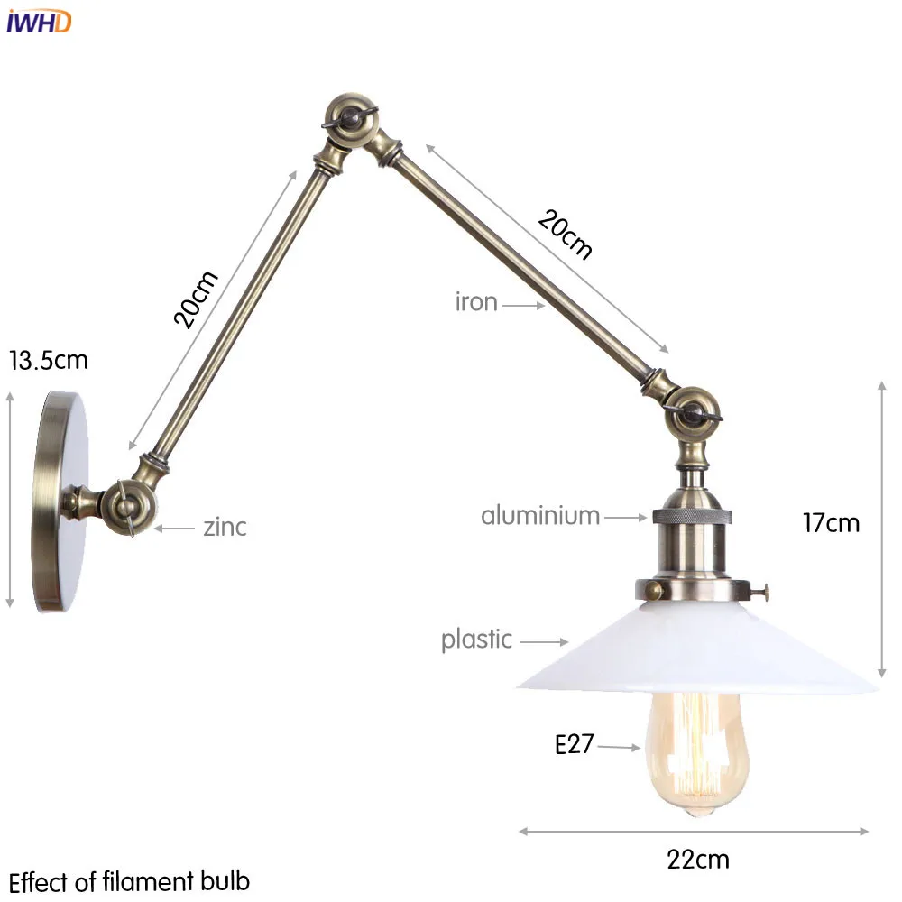 BA13L青古铜配奶白灯罩 尺寸图 钨丝 英文版