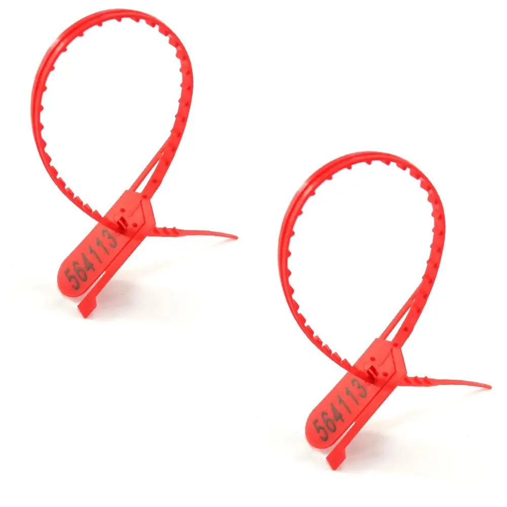 100pcs Plastic Zip Ties Security Seals Anti Tamper Seals SHipping Straps Numberd Locking Tag Red