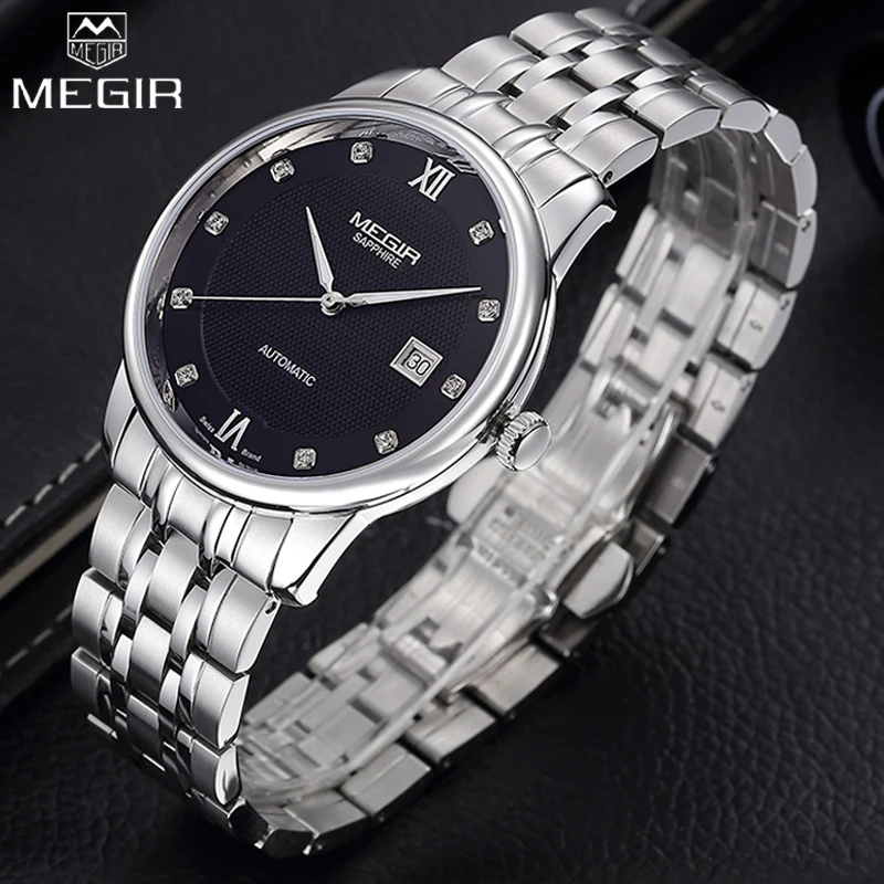 Часы MEGIR Мужские механические с автоподзаводом брендовые люксовые деловые Т
