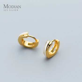 

Modian Genuine 925 Sterling Silver Gold Color Thick Hoop Earrings for Women Geometric Earring Korea Style Jewelry Accessories