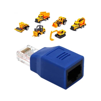 

1x Connected Crossover Cable RJ45 M/F Adapter & 6PCS 6 in 1 Metal Diecast Engineering Toy Vehicle Alloy