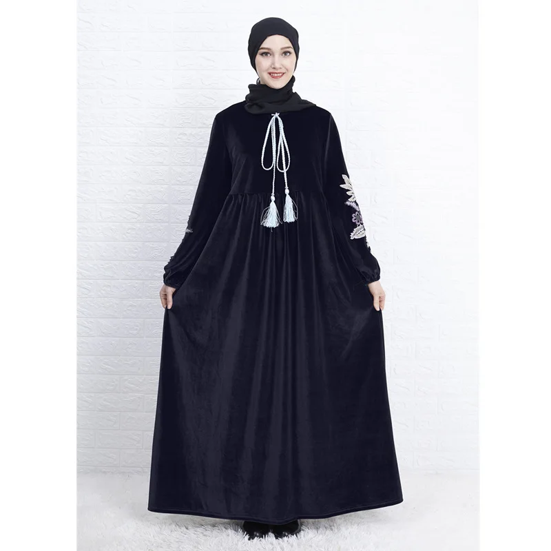 Dromiya abaya свободный женский Восточный халат длинное мусульманское платье макси арабский молитвенный халат jilbaw Исламская одежда платье осеннее свободное Рамадан - Цвет: NvayBlue