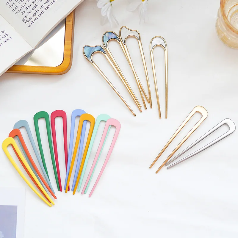 Japan Hair Sticks Women Hairclip Simplicity Colorful U Shape Girls Hairpins Hair Sticks Hair Accessories Headwear 2021 New