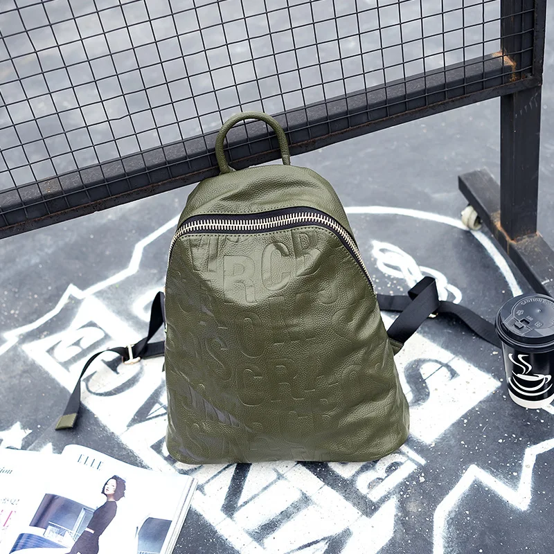 

1PCS Women's Bag New Head Leather Shoulder Bag Ladies Simple Leather Backpack