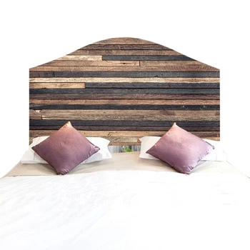 

Botique-3D Vintage Wood Effect Bedroom Wall Sticker Headboard Decor Self Adhesive Decal Removable Waterproof Sticker Twin Size