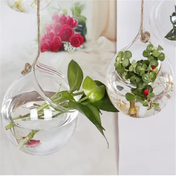 

2PCS Wall Hang Clear Glass Vase for flowers Wedding Home Decoration No Plant VS200