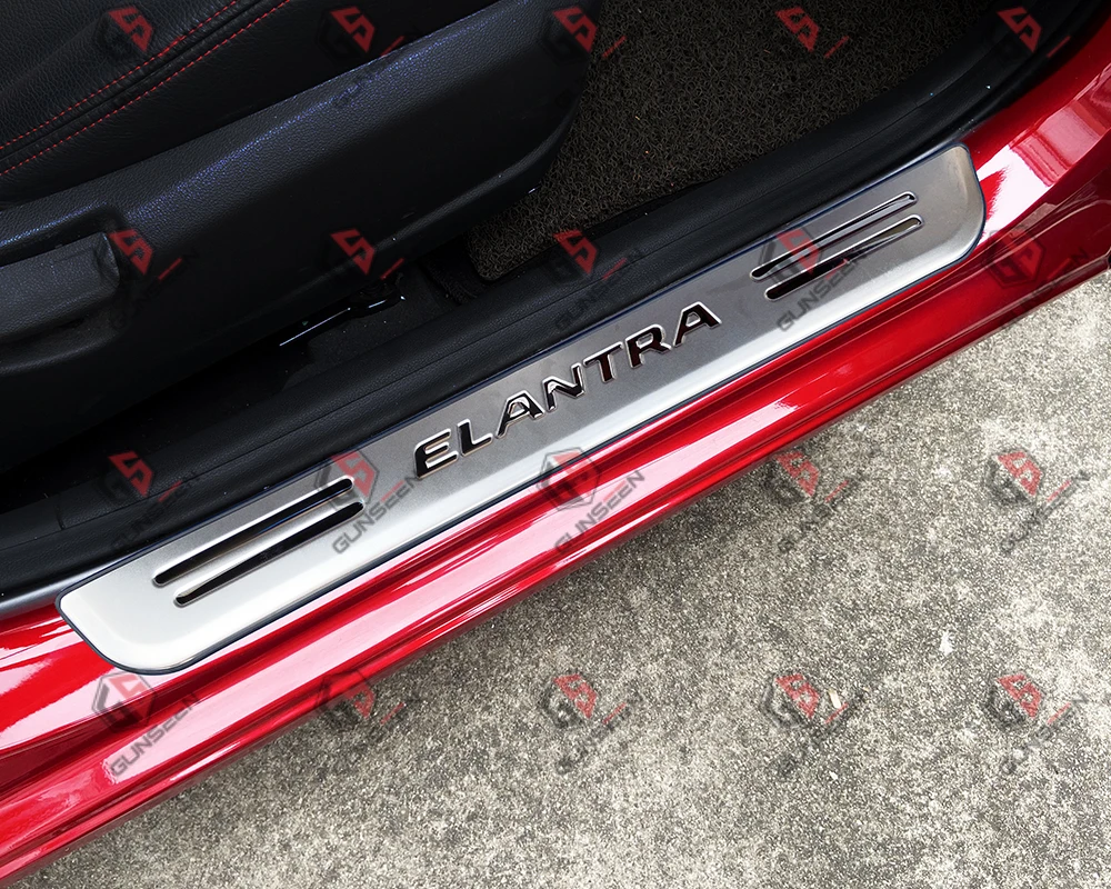 

For Auto Hyundai Elantra Door sill Pedal Strip Accessories Scuff Plate Car Sticker Protector Styling Cover 2017 2018 2019 2020