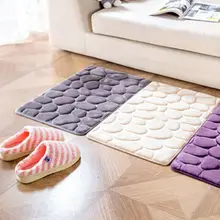 Простой 3D булыжник стиль Нескользящая галька фланель ванная комната коврик для ванной пены коврик для душа пол ковер