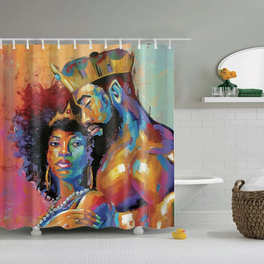 Занавеска для душа Dafield в афроамериканском стиле Женская водонепроницаемая