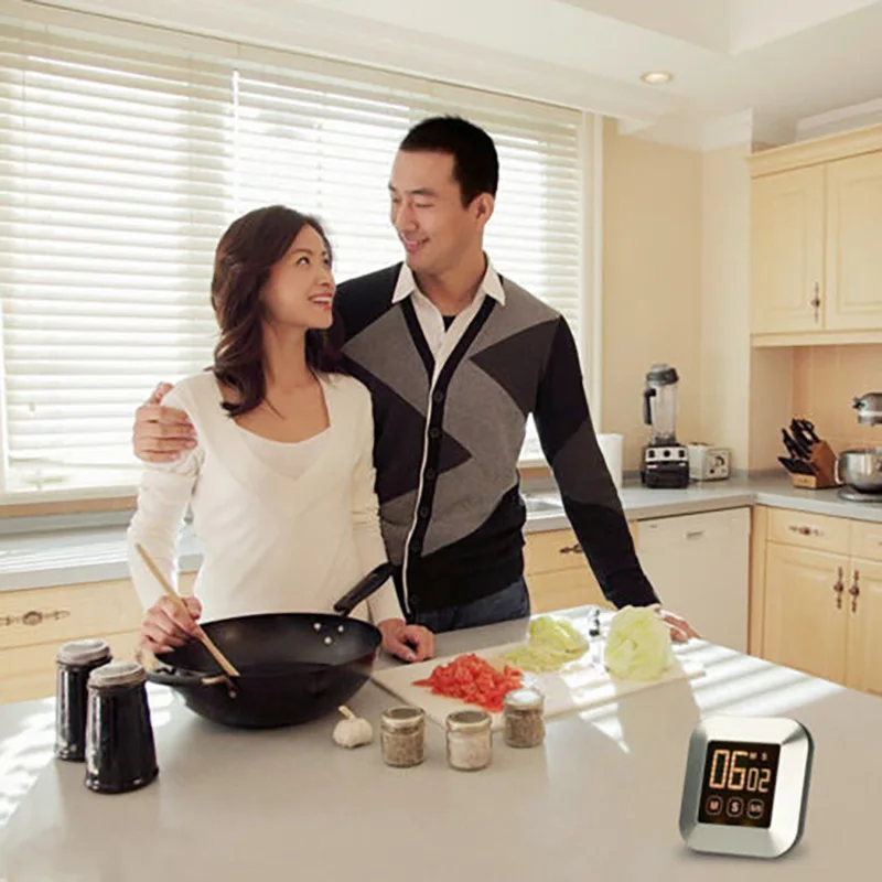 TS-83 Kitchen Timer Convenient Cooking Timer Restaurant Digital Practical Cooking Alarm Food Preparation Magnetic Touchscreen