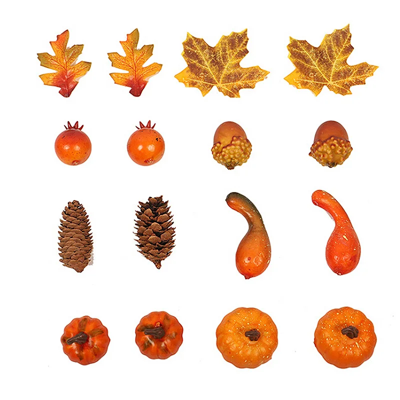 

Artificial Flowers Mini Fake Pumpkin with Simulation Maple Leaves Fruit Bunch for Halloween Thanksgiving Autumn Ornaments New