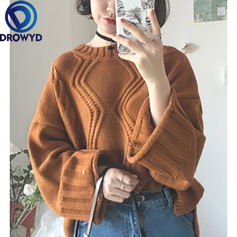 

Vintage Argyle Pullovers Sweater Women Fall Soft Cotton Loose O-neck Knitted Hot Tide Thick Winter Korean Casual Simple Chic Top