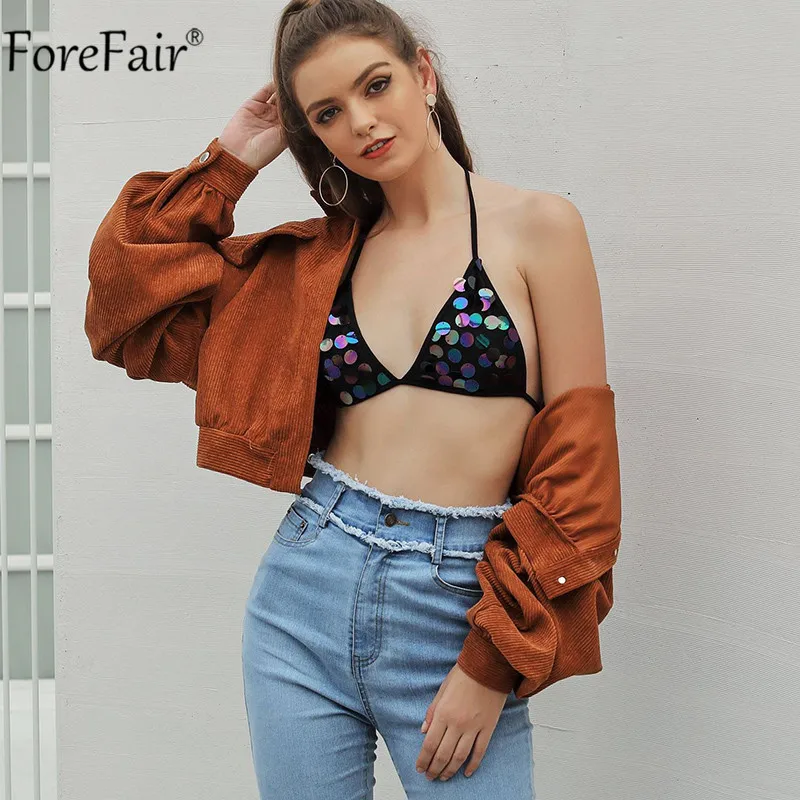 Forefair Вельветовая куртка короткая женская осенне-зимняя верхняя одежда Уличная винтажная Повседневная Свободная куртка пальто