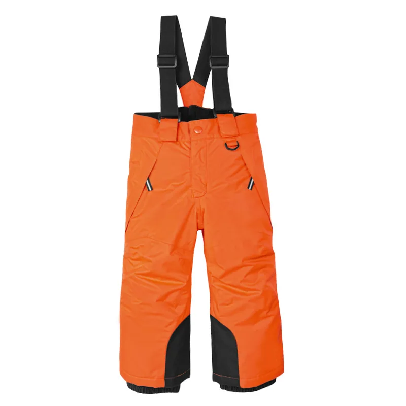 TWTOPSE/Детские лыжные штаны водонепроницаемые теплые ветрозащитные детские штаны для сноубординга комбинезоны нагрудник снег зимние штаны для девочек и мальчиков - Цвет: Orange Pants
