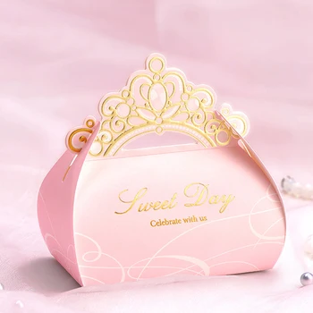 

50pcs Gift Box Packaging Wedding Favors Candy Box Crown Shape Party Supplies Paper Bag