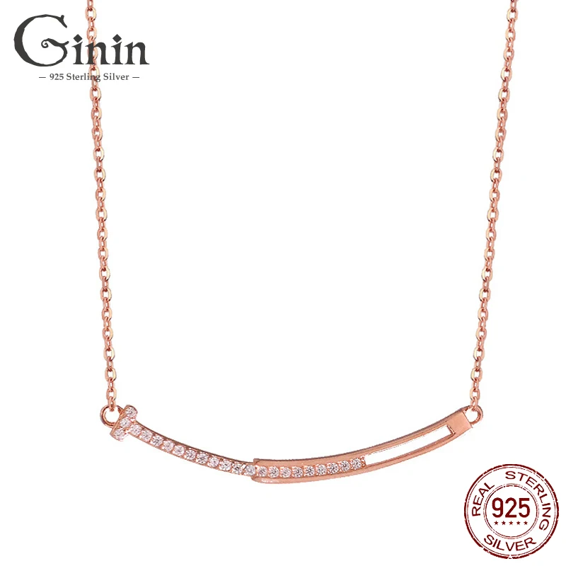 

Ginin New Simple Geometric Zircon 925 Sterling Silver Necklace For Women 2021 Trend Simple Elegance Luxury Wedding Party Jewelry