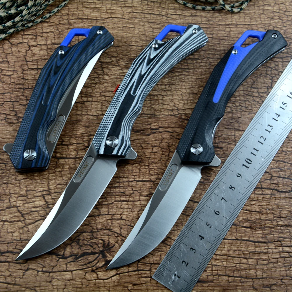 

Y-START Hunting Camping Utility Folding Knives D2 Steel Blade G10 Handle 3 Colors Flipper Fast Open EDC Outdoor Gear LK5027