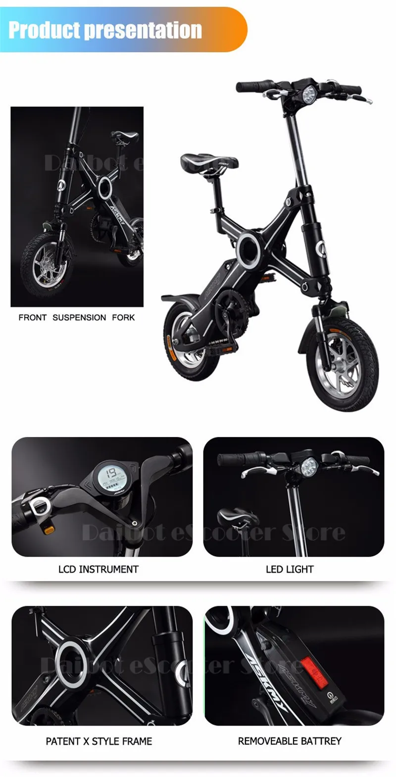 Best Mini Portable Electric Bicycle Electric Scooters With Seat 12 Inch Brushless Motor 250W 36V Foldable Electric Scooter For Girl 10