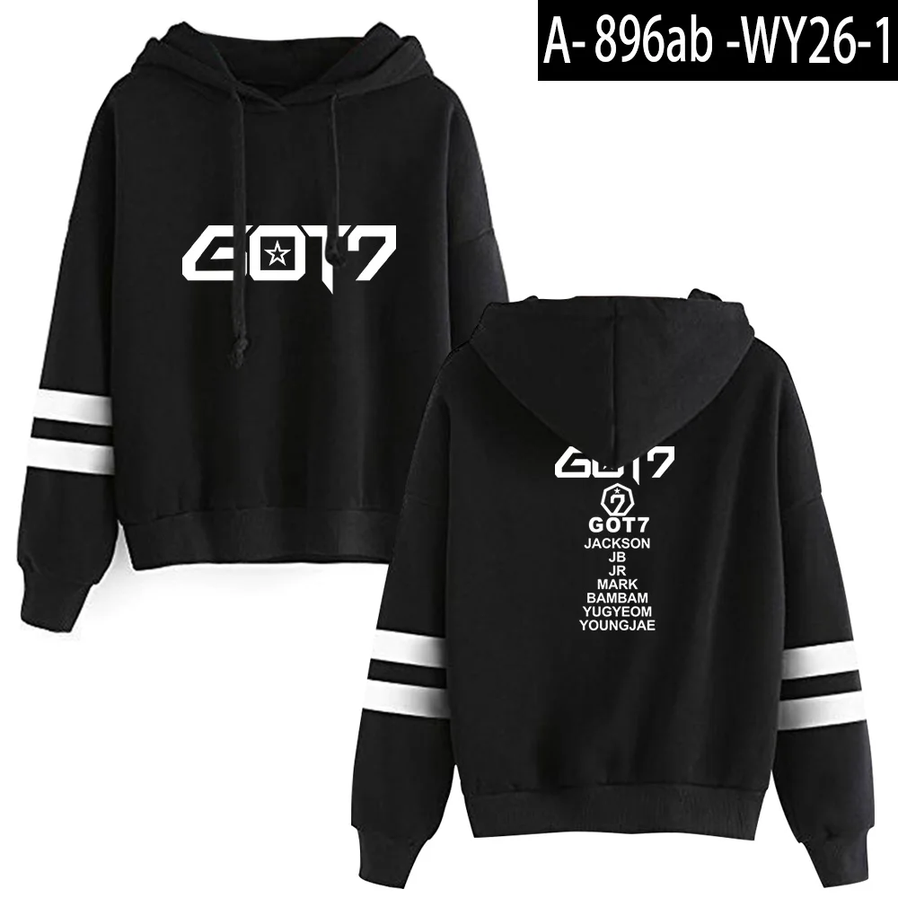 KPOP GOT7 толстовки с капюшоном GOT7 Kpop горячая Распродажа худи для фанатов I GOT7 Женский пуловер с длинным рукавом толстовки Повседневная одежда - Цвет: black