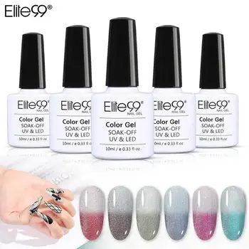 

Elite99 Silver Gold Shimmer Temperature Change Gel Nail Polish 10ML Soak Off UV LED Nail Varnish Primer Manicure Nail Lacquer