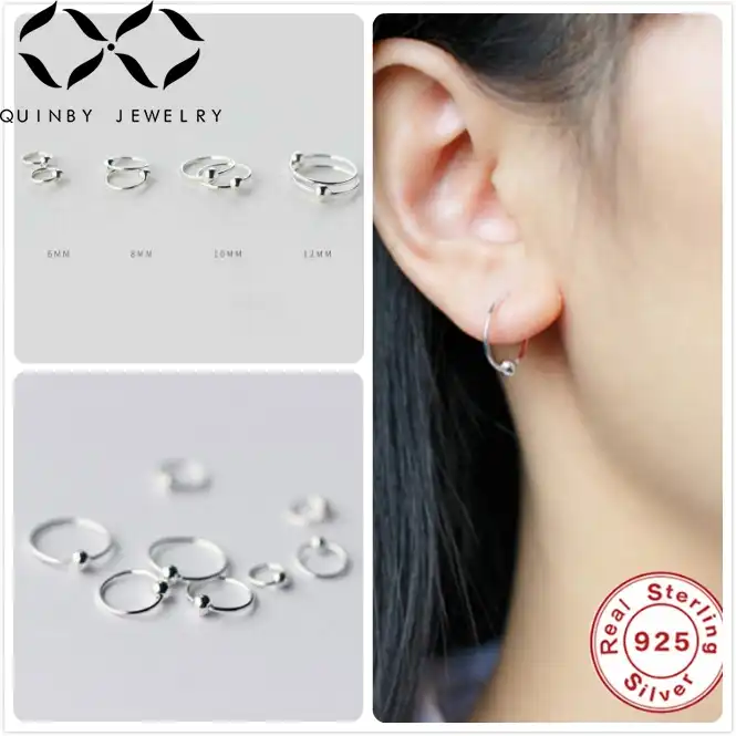 Куинби серьги из стерлингового серебра 925 пробы для женщин небольшие кольцевые серьги на подарок девочке вечерние серьги с ушной костью aretes женские кабельные линии серьги-обручи Q5