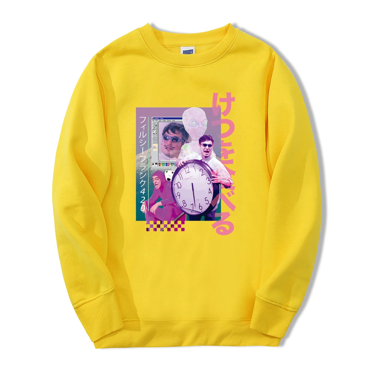 Мода Vaporwave стиль толстовки для мужчин Весна Зима мужская Толстовка флисовый спортивный костюм Зима Теплый хип-хоп Повседневный пуловер