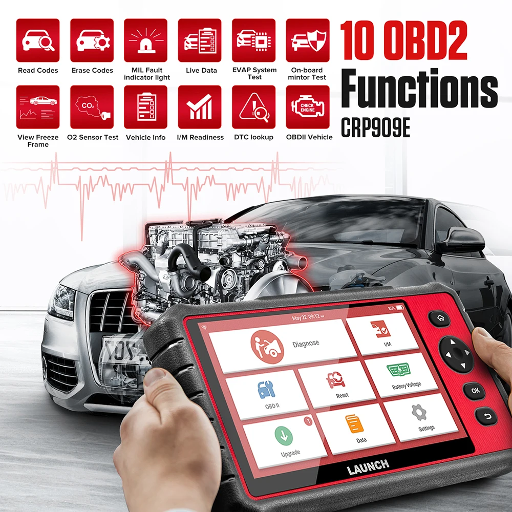LAUNCH X431 CRP909E OBD2 автомобильный полный диагностический инструмент считыватель