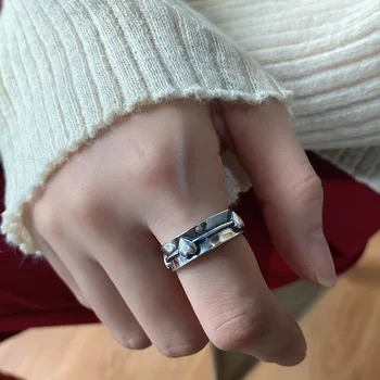 

Korean Style 925 Sterling Silver Lovely Ring Geometric Minimalist Ring Female Design Sense INS Net Red Ring