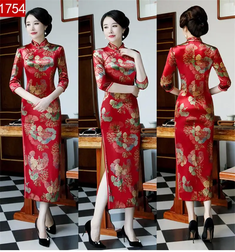 Женское традиционное платье Cheongsam с бархатным принтом и цветочным принтом; элегантное китайское платье Qipao с коротким рукавом; размер L-5XL