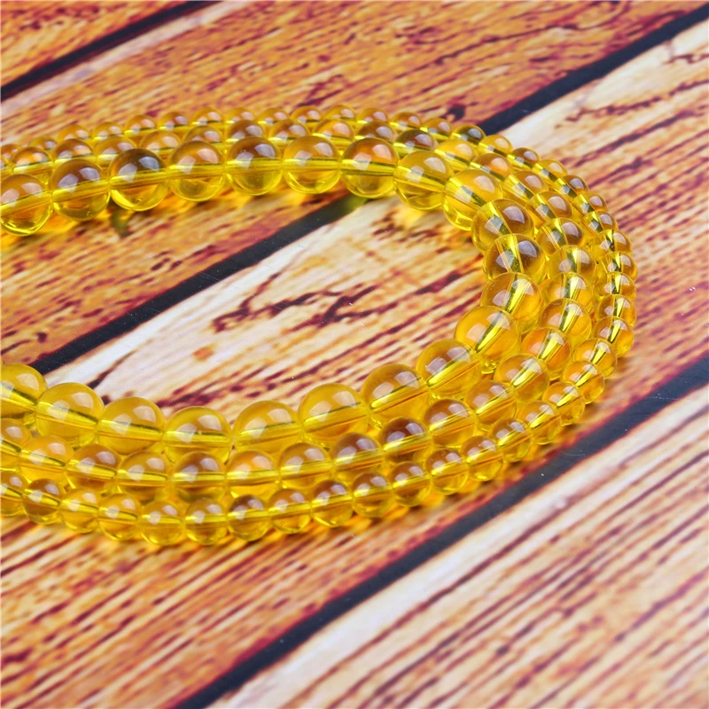 Желтые стеклянные бусины из натурального камня круглые с отверстием 15 дюймов