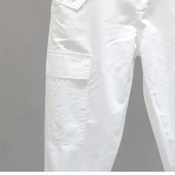 

Grapefruit White Workwear Female Loose Multi-pockets 9 Leisure Pants Pants Summer Explicit Thin 25-29 a Year of Age Cotton Waist
