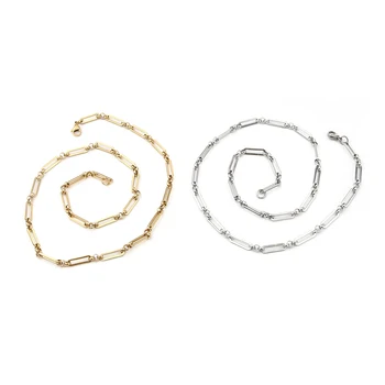 

1 PC Stainless Steel Series Necklace For Women Men Jewelry Oval Silver Color Gold Color Link Chains Hipop Accessories 49cm long
