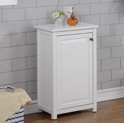 Armario de lavabo blanco con puerta, mueble de almacenamiento, impermeable y a prueba de humedad, fácil de instalar