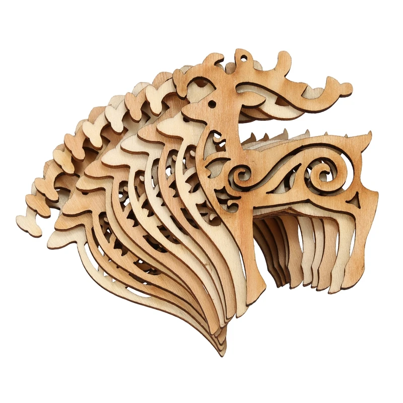 

Promotion--Pack of 10 Christmas Wood Chip Tree Ornaments Hanging Decoration for Kids Gifts