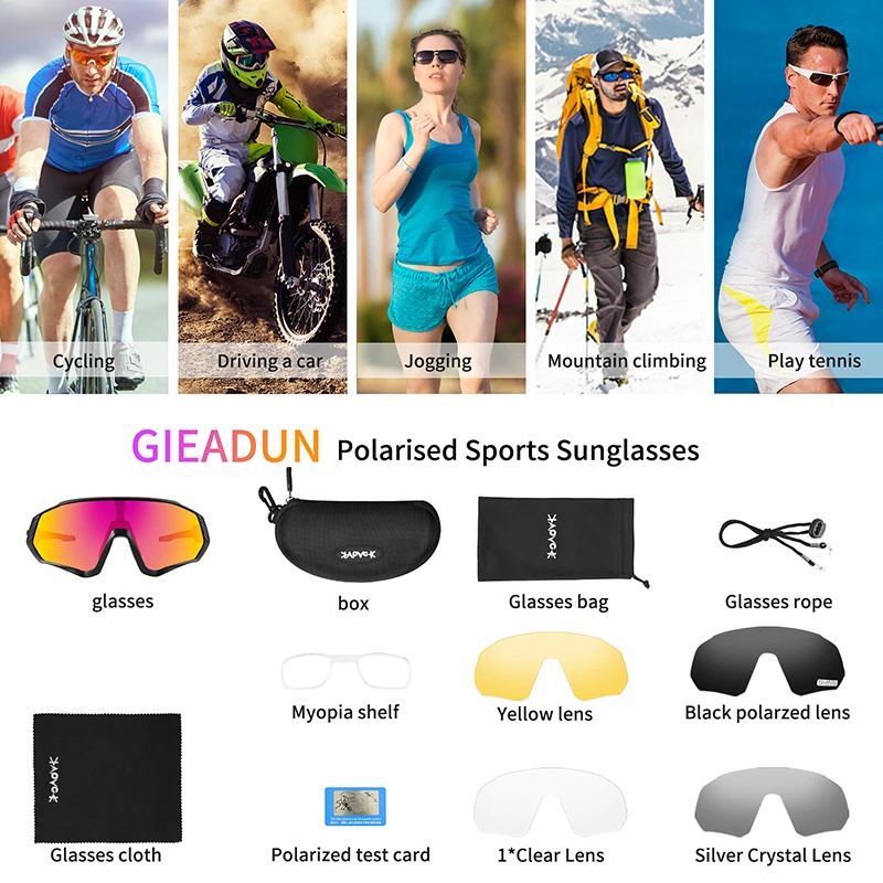 Polarised Cycling Sunglasses With 5 Interchangeable Lenses Unisex_voghion.com