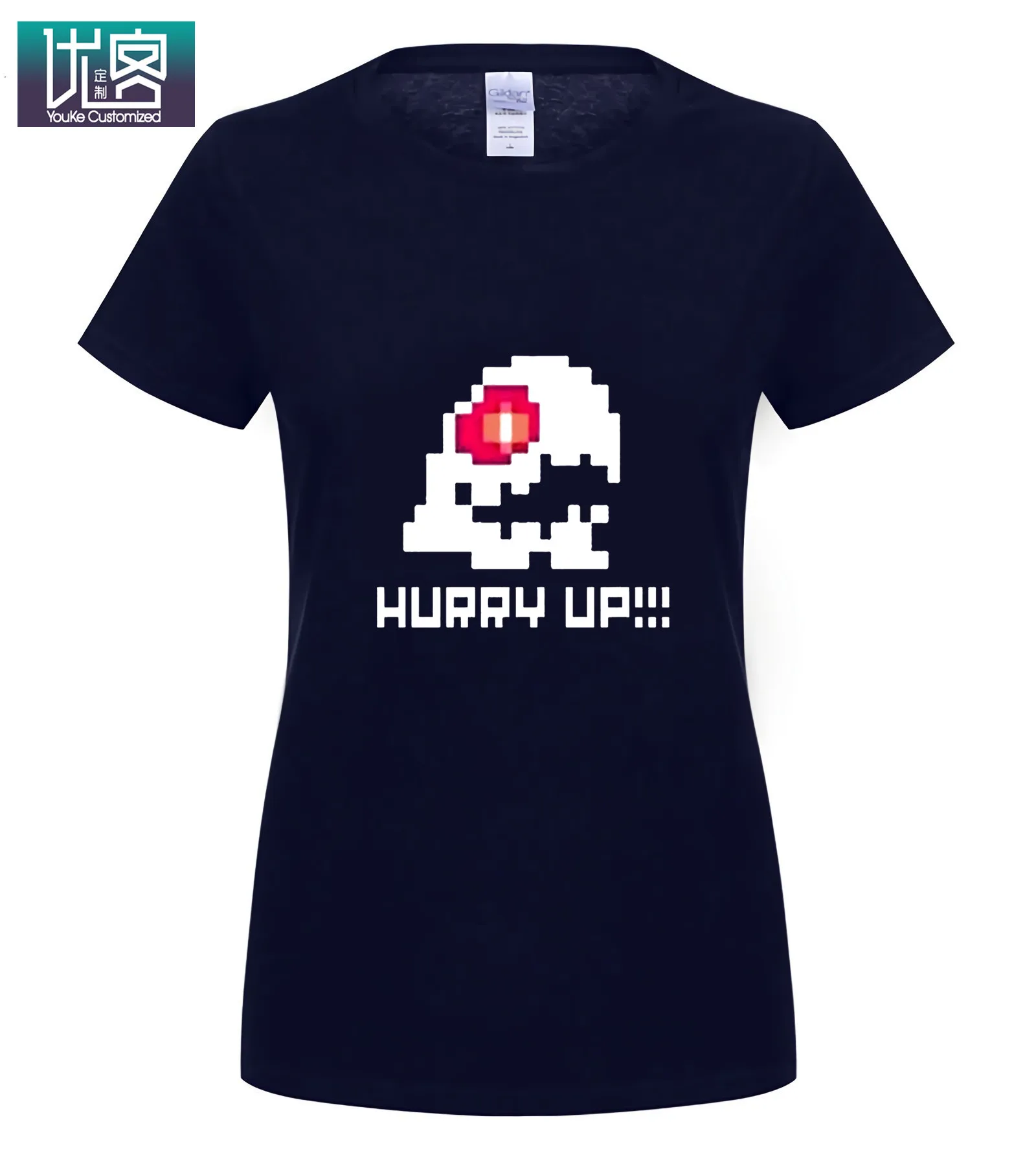 Bubble Bobble Hurry Up, забавная футболка с видеоиграми, хлопок, мужская и женская футболка, мужские футболки, летняя стильная Винтажная футболка с вырезом лодочкой - Цвет: women navy