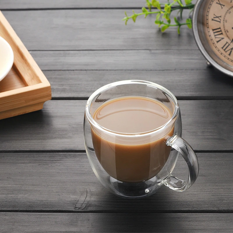 150 мл двухслойная стеклянная маленькая кружка для эспрессо анти-ожога Handgrip чай Nespresso латте сильная кофейная чашка Tasse Chat Swig Taza Gato