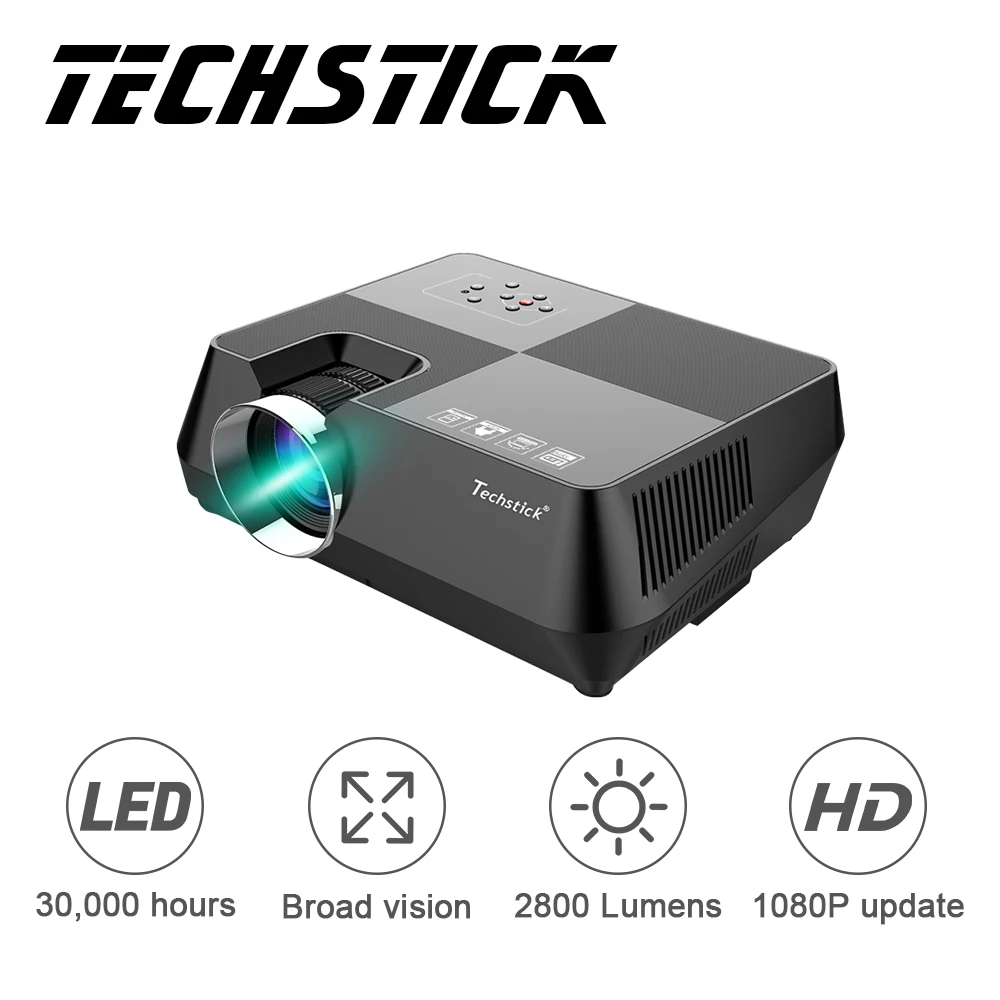 Techstick мини светодиодный проектор Поддержка Full HD 1080P мультимедийный ЖК