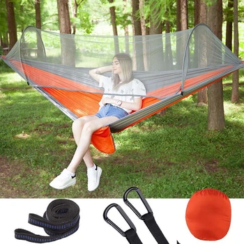 

1-2 Person Portable Outdoor Camping Hammock with Mosquito Net High Strength Parachute Fabric Hanging Bed Hunting Sleeping Swing