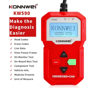 

KONNWEI KW590 Professional OBD2 Scanner Auto Code Reader Diagnostic Check Engine Light Scan Tool for OBD II Cars After 1996