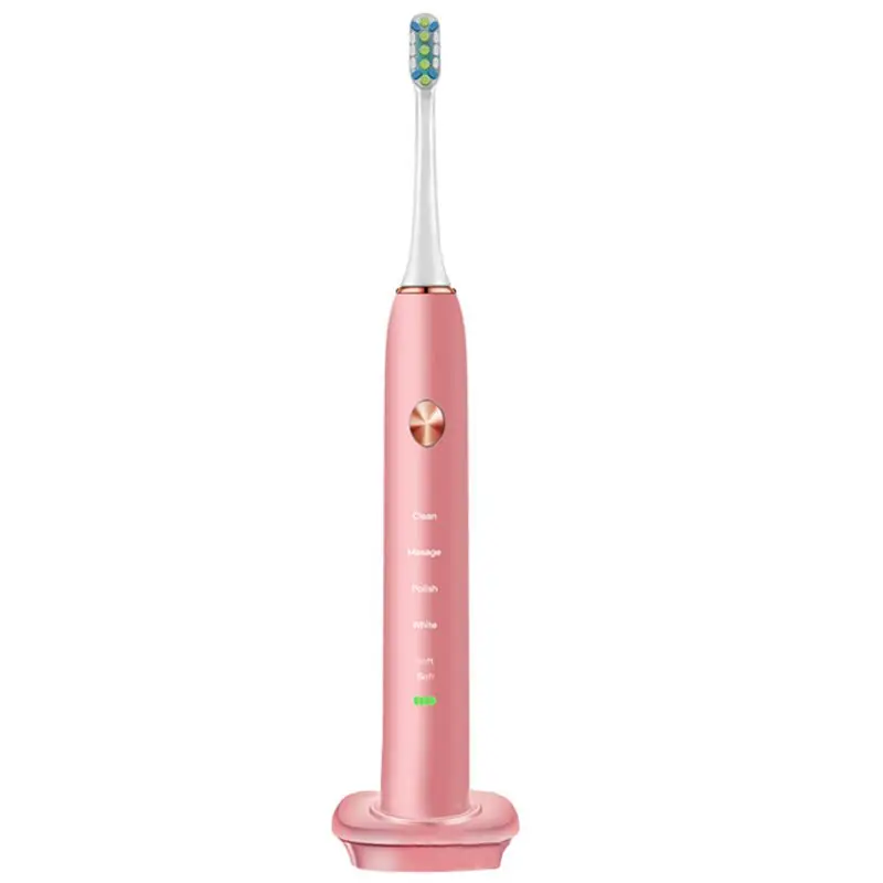 Электрическая зубная щетка с USB индукционной зарядкой, электрическая зубная щетка для взрослых с звуковой вибрацией, водонепроницаемая электрическая зубная щетка IPX7(ESD9000 - Цвет: Pink