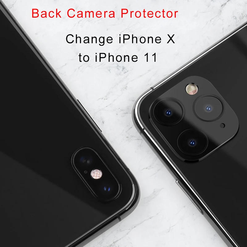 Сменная крышка для iPhone X XS MAX, Модифицированная металлическая наклейка, объектив камеры, поддельная камера для iPhone 11 Pro Max, защитное стекло